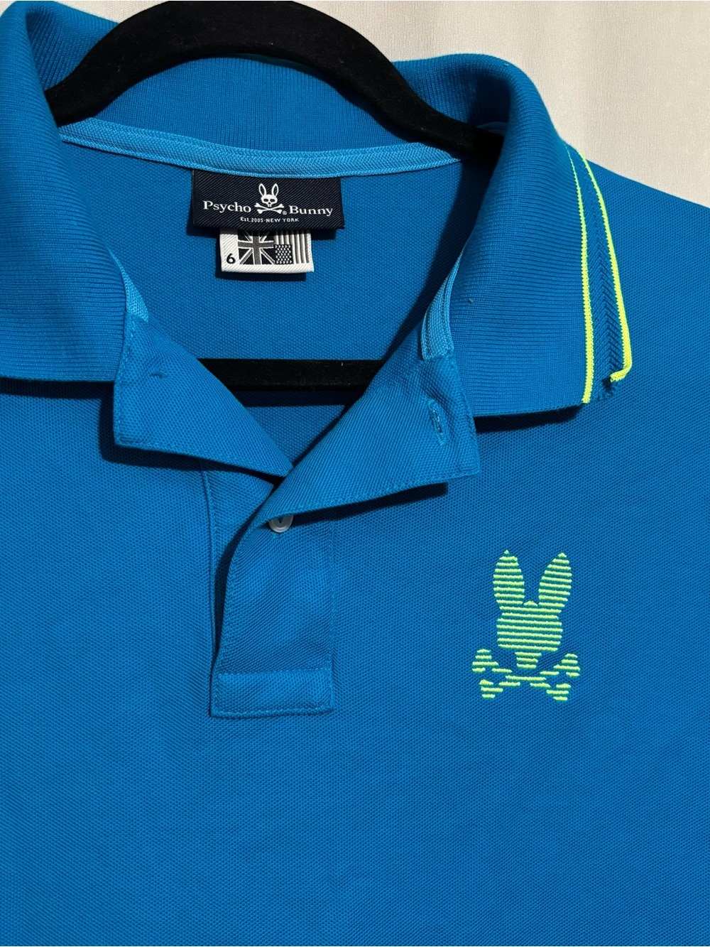 Psycho Bunny Men’s 6 Blue Casual Polo Shirt with Contrasting Trim - Picture 2 of 6